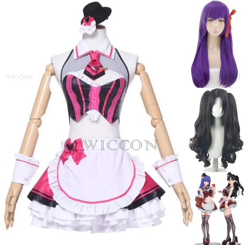 Anime game Fate/stay night tohsaka Deo Matou Sakura cosplay costume chocolate maid dress wig women sexy kawaii Carnival suit