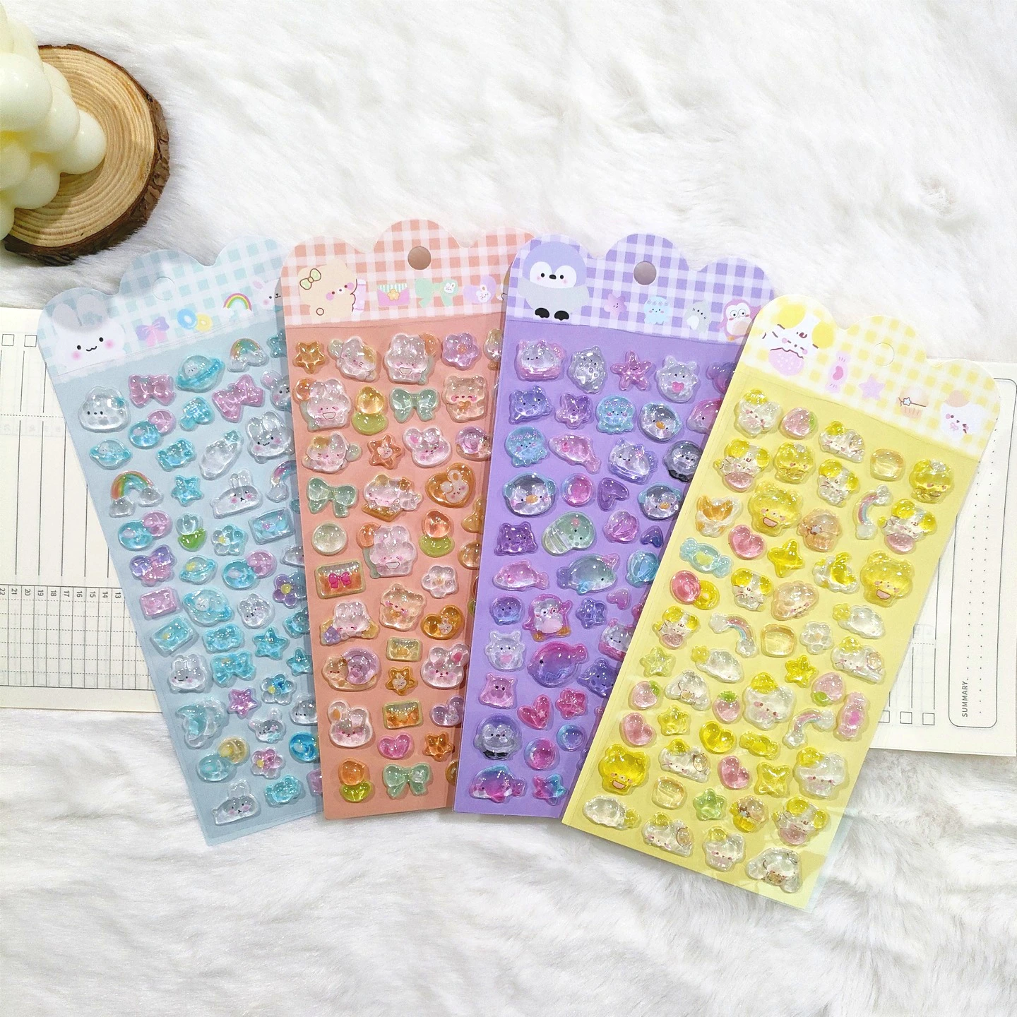 3D Stereo Reward Stickers for Kids, Cartoon Toy Decals, 3D Embossed Crystal Stickers for Phone Case Decoration