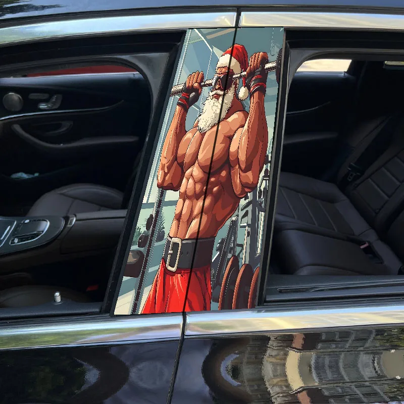 

2PCS 9.84 inch X 19.68 inch Universal Model Very Beautiful Santa Claus Car Center Pillar Sticker B-pillar Sticker