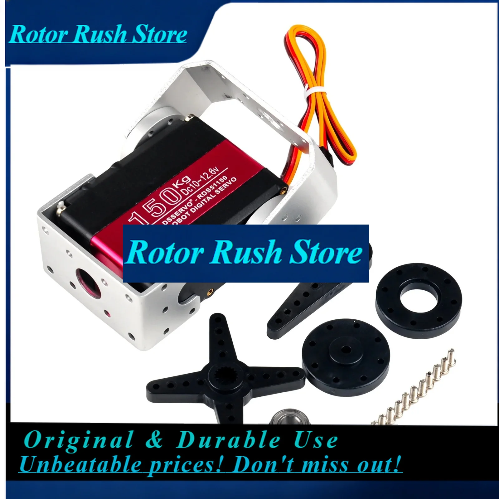 RoRuSDsservo 150KG 12V RDS51150 Double-Shaft Digital Metal Robotic  With U Mounting Bracket IP66 Waterproof 180 / 270 Degre