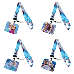 Disney Movie Frozen 2 Elsa Anna Princess Horizontal Card Case Lanyard GirIs Badge Holder Pass Cover Slip Bank Card Holder Strap