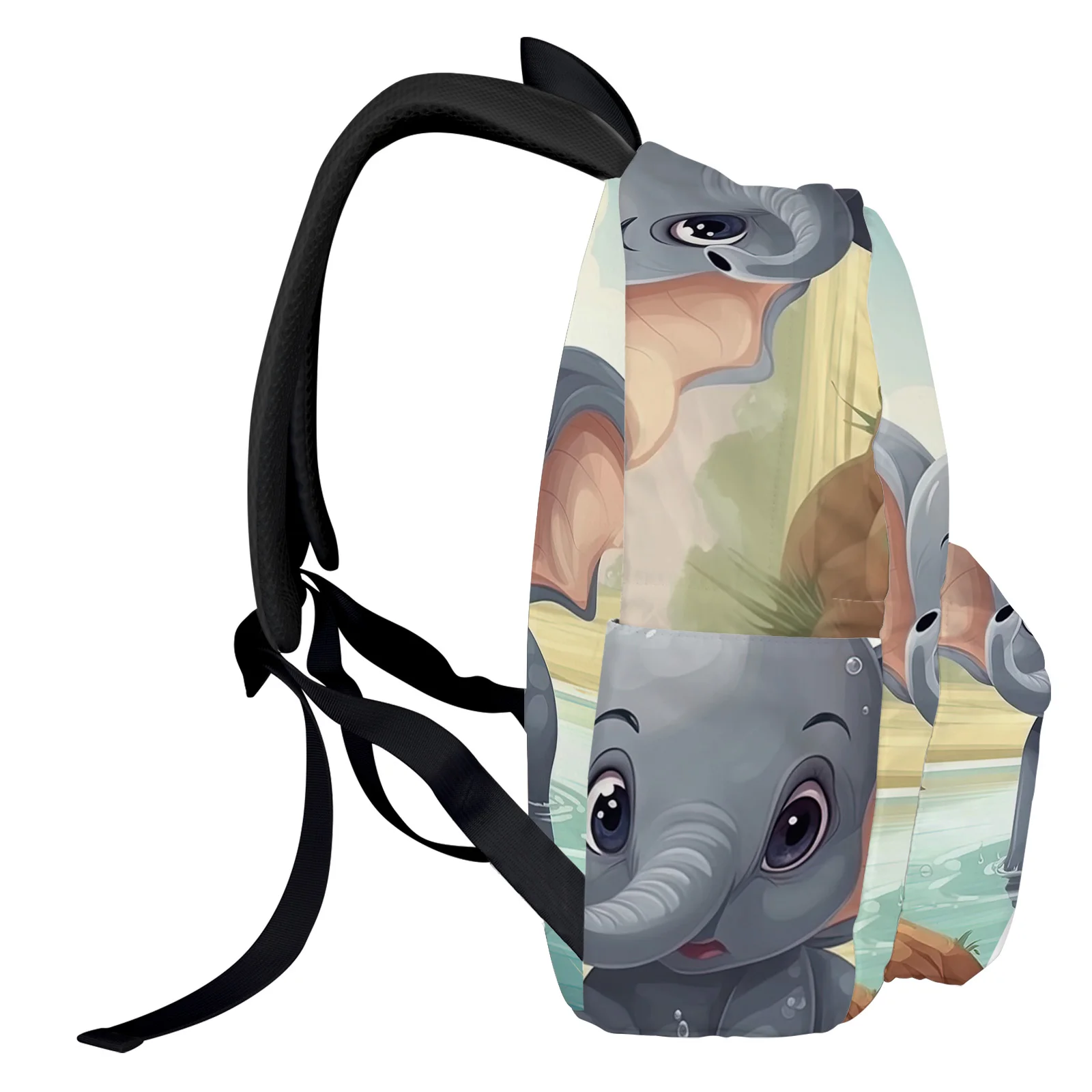 Cartoon Elephant Pool Reflection Women Man Backpacks Waterproof School Backpack For Student Boys Girls Laptop Bags Mochilas