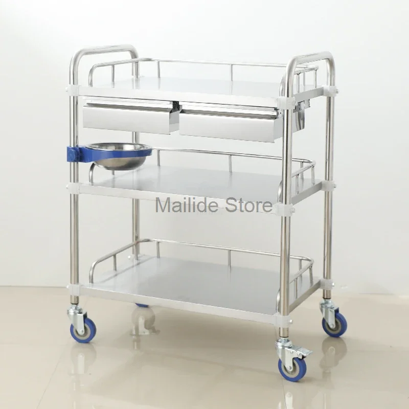 

Modern Stainless Steel Salon Trolleys Beauty Salon Medical Tool Trolley Creative Salon Furniture Hospital Mobile Storage Trolley