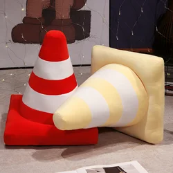 Simulation Traffic Cone Plush Pillow Creative Roadblock Stuffed Early Education Toys Cushion Doll Kids Boys Road Game Gift