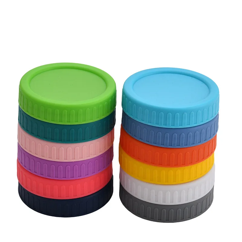 Colored Plastic Mason Jar Lids Regular Mouth Leak Proof Canning Lids Covers with Silicone Rings for Ball Kerr Jars Reusable Lid