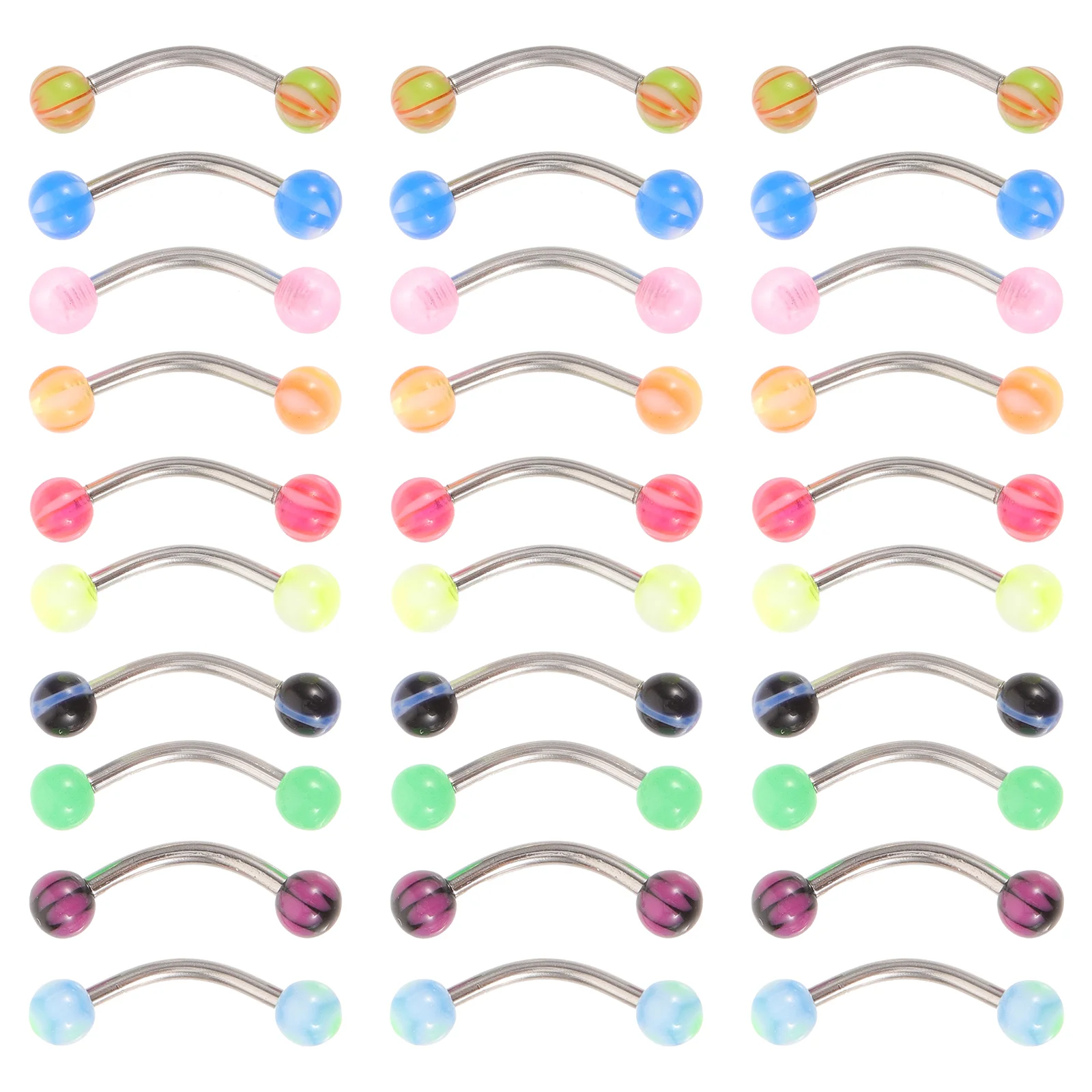 

30 Pcs Stainless Steel Eyebrow Rings for Women Accessories Acrylic (acrylic) Piercing Jewelry Woman