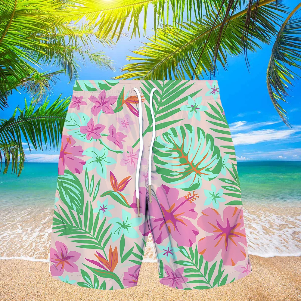 

Fashion Multicolor Flower Graphic Hawaiian Beach Shorts Men's Casual Party Board Shorts Novelty Popular Quick-drying Swim Trunks