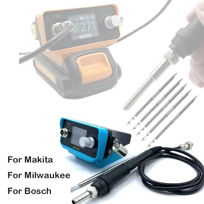 

70 Вт T12 Беспроводная паяльная станция для Makita/Bosch/Dewalt/Milwaukee 18 в 20 в литий-ионный аккумулятор PTS300D, портативный паяльный инструмент
