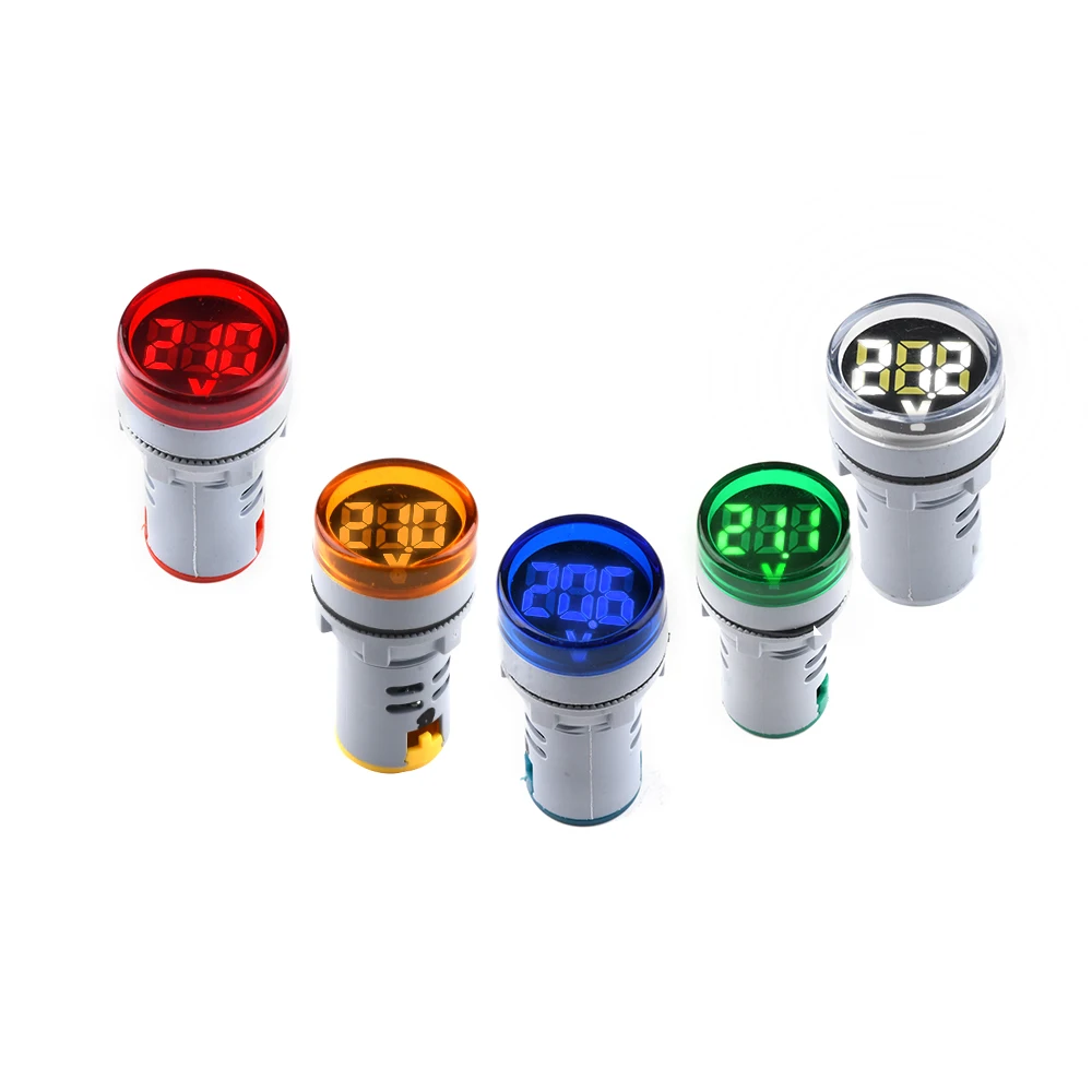 DIY Mini Digital Voltmeter 22mm Round DC 6-100V Volt Voltage Tester Meter Monitor Power LED Indicator Pilot Lamp Light Display