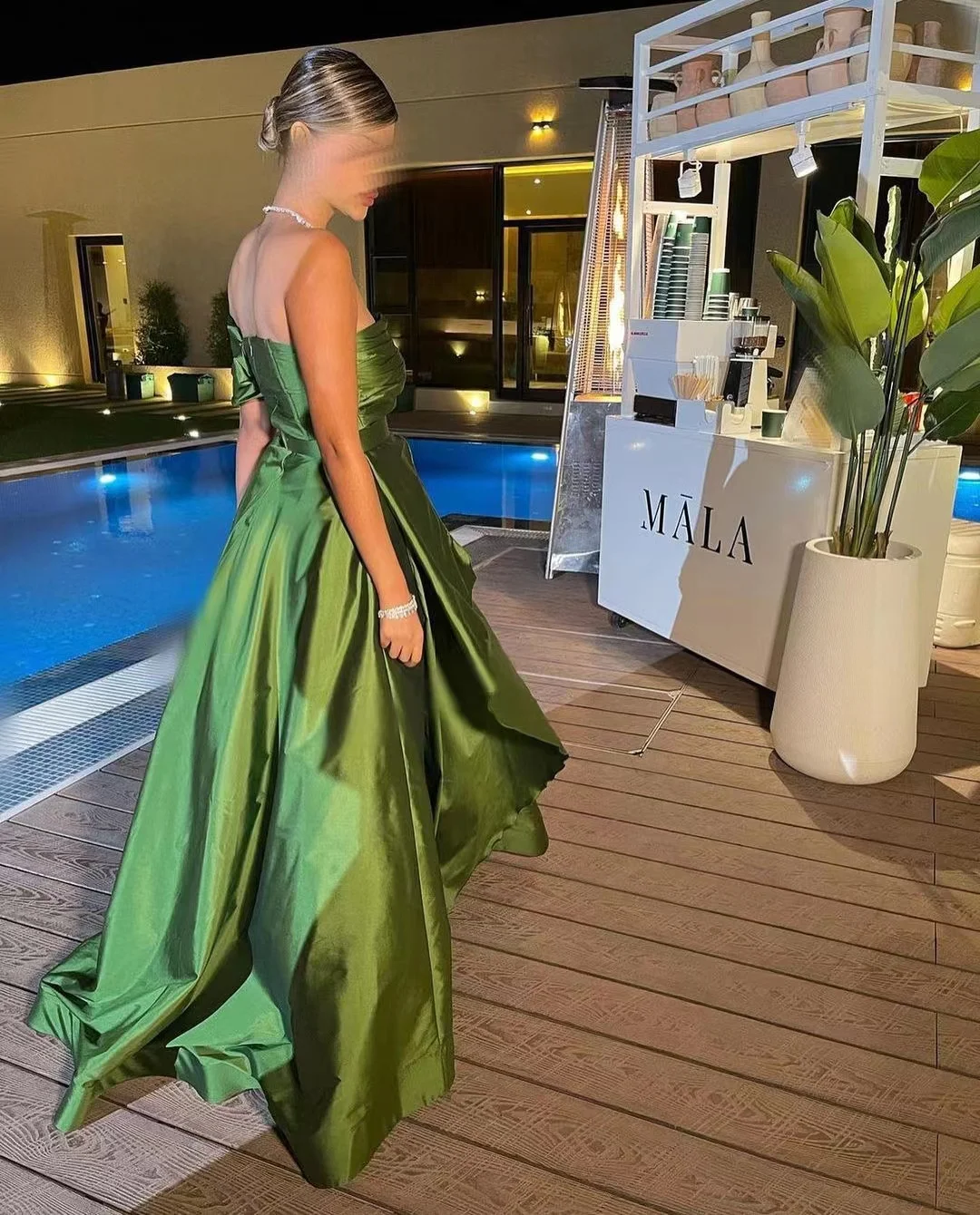 Jirocum Green Evening Dress Women's One Shoulder Side Split Prom Gowns with Floor Fold Sleeveless Elegant Party Dresses 2024