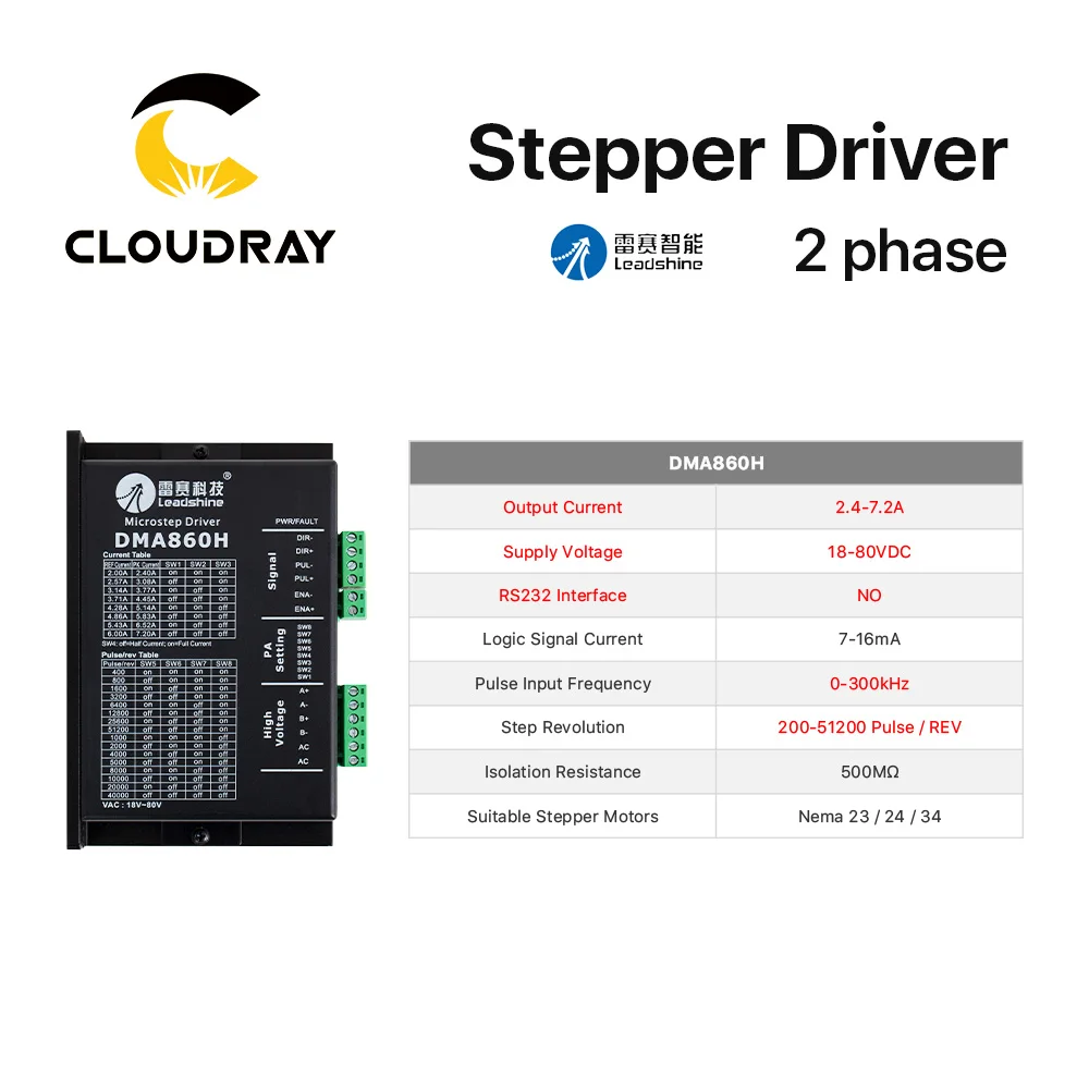 Leadshine 2 Phase Stepper Driver 20-50VDC 1.0-7.2A for NEMA17 23 34 Stepper Motor Controller 42 57 86 Stepper Motor