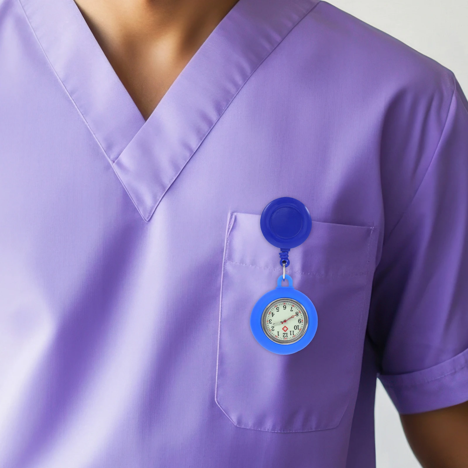 

3pcs Silicone Pocket Watch For Nurses Stretchable Nurse Watch Unisex Portable Round Quartz Movement Black Light Blue White Easy
