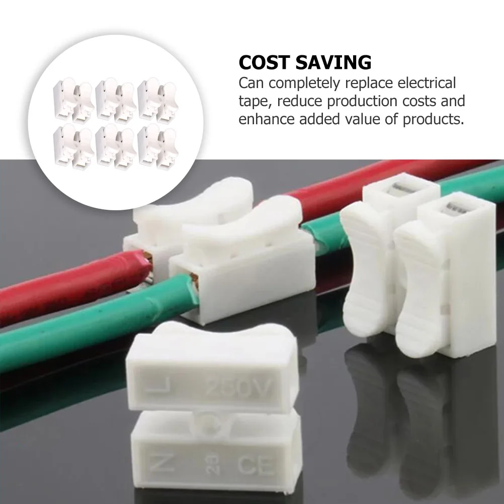 

100pcs 2P Spring Wire Connector Screw Terminal Block Push Type 0.2-2.5Mm² 380V 10A Fast Electrical Wiring