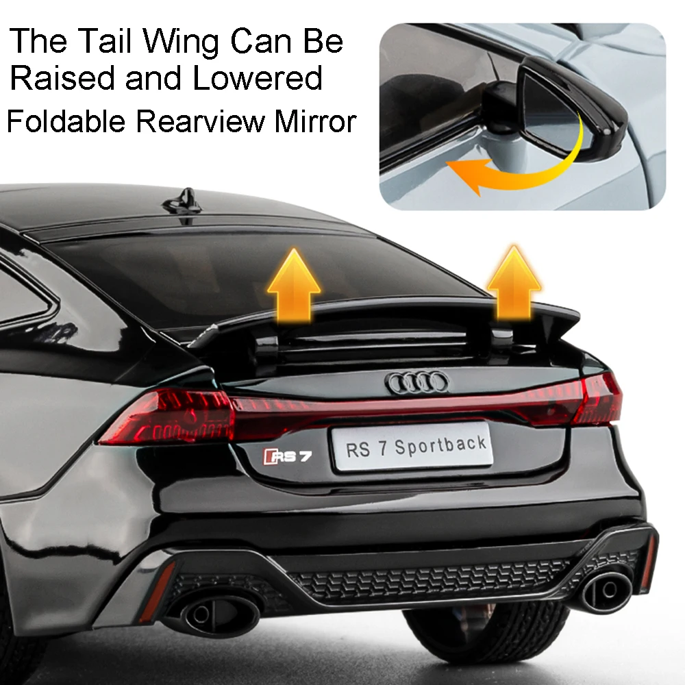 1:24 escala modelo de brinquedo rs7 sportback carros liga diecast a6l veículos em miniatura som luz portas abertas puxar para trás modelos ornamento