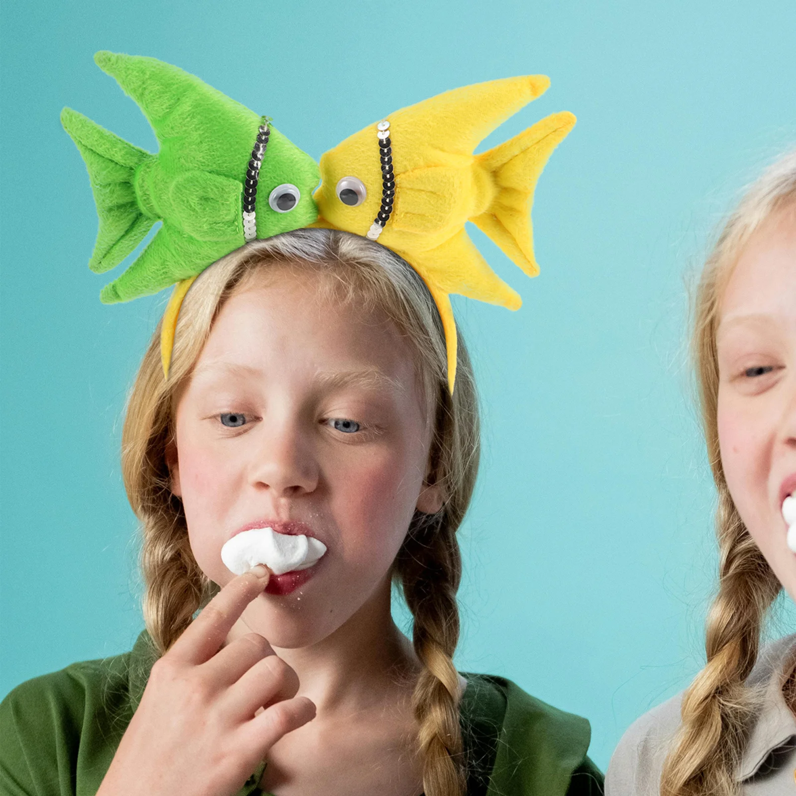 어린이를위한 금붕어 머리띠 3D 디자인 만화 물고기 머리 후프 바다 테마 머리띠 박제 물고기 모양의 코스프레