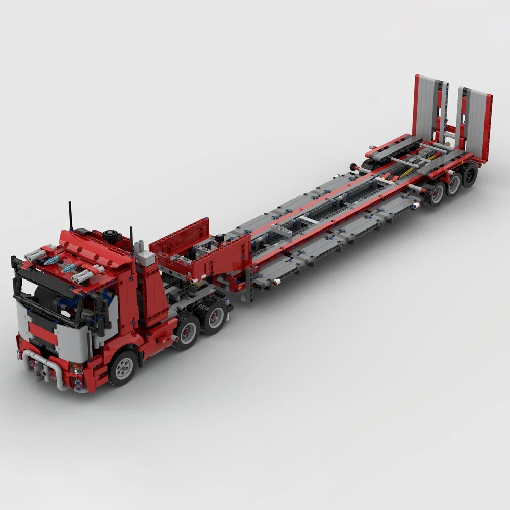 새로운 MOC 엔지니어링 컨테이너 트랙터 중형 트럭 트레일러 타워 헤드 기술 DIY 어린이 장난감 소년 선물 빌딩 블록 세트