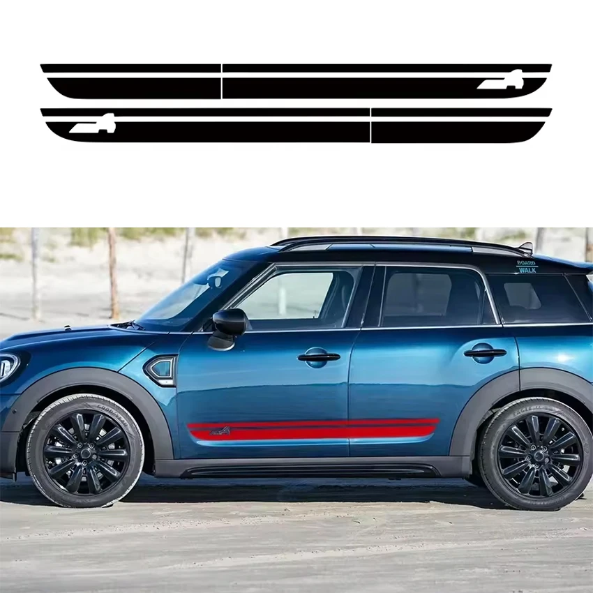 Car Hood Decal Bonnet Band Rear Trunk Body Kit Side Stripes Skirt Sticker Accessories For MINI Countryman F60 All4 Cooper JCW