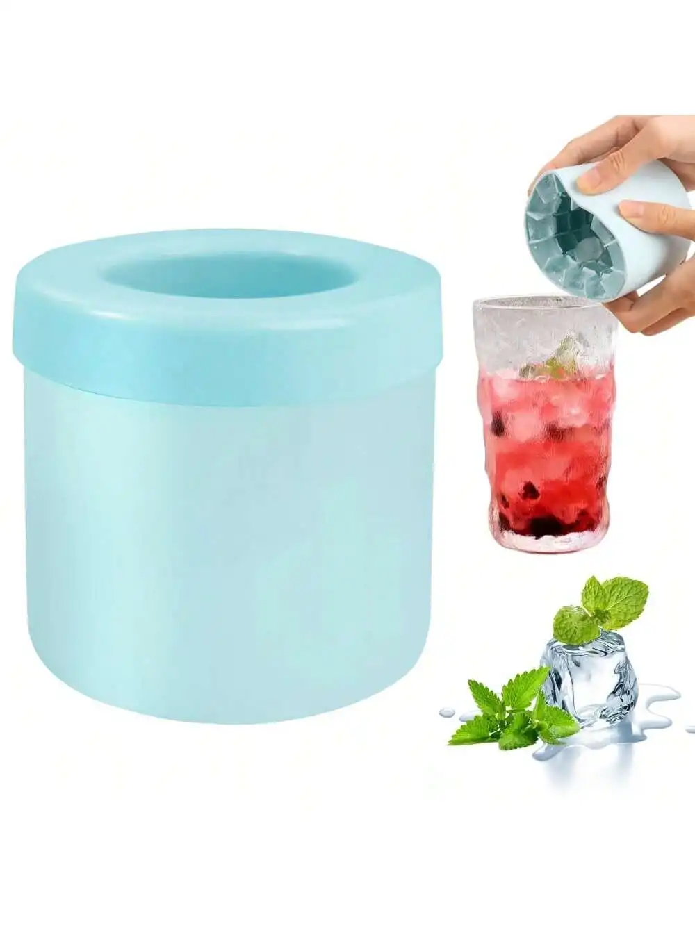 Small Ice Maker Cup, Cylinder Silicone Ice Molds, Mini Ice Cube Tray, Decompress Ice Lattice Ice Trays Freezer, Easy-Release