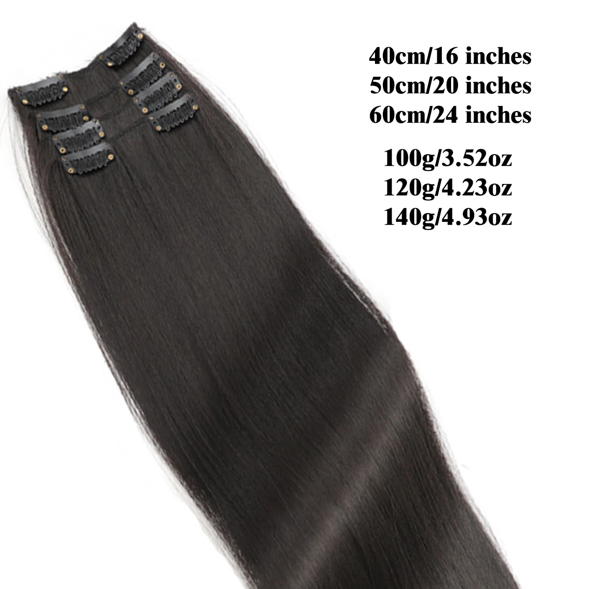 Natuurlijke verbinding synthetisch 4-delig/set lang steil haar pruik vrouwelijk onzichtbare naadloze haarverlenging damescliphaar