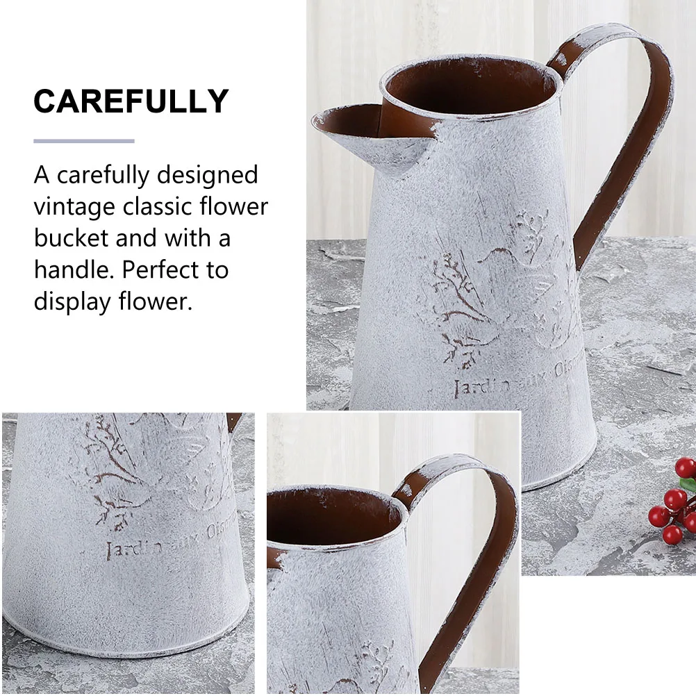 

3 Pcs Iron Bucket Adornment Flower Bucket Plant Vase Retro Farmhouse Storage Container Garden Decor Home Arrangement