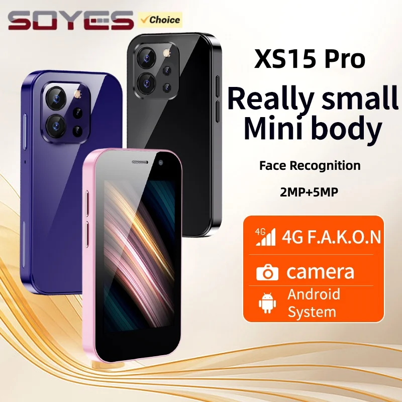 SOYES XS15 Pro Mini 4G Smartphone 3.0inches MTK Quad Core 2GB RAM 16GB ROM Dual SIM 5MP Camera LTE Android Cellphone Face Unlock