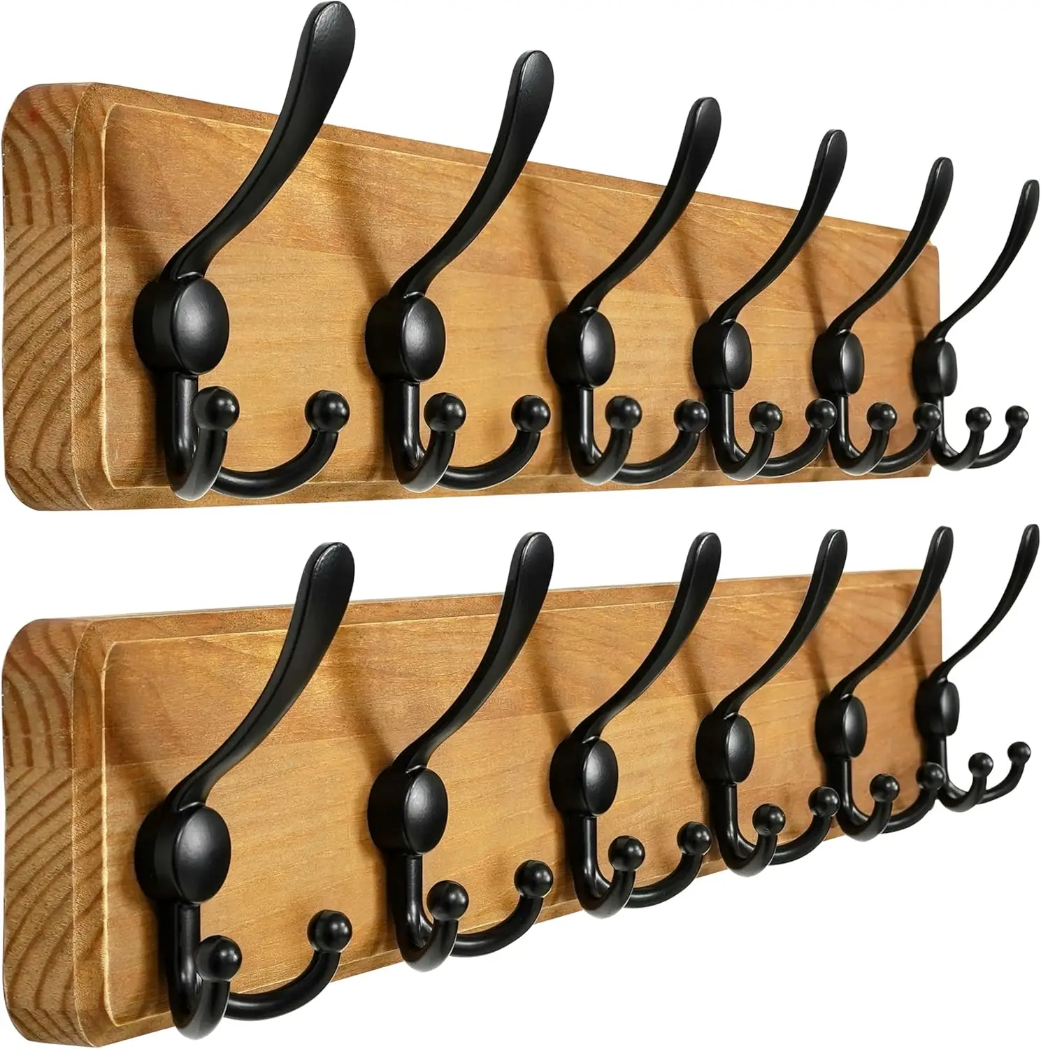 

Wooden Coat Rack Wall Mounted 24 Inch 6 Triple Hooks Heavy Duty for Hats Jackets and Bags