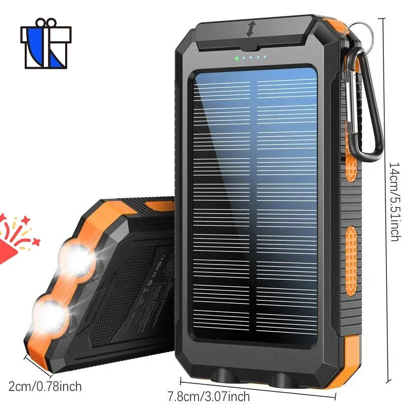 Outdoor Adventure Essential! 10000mAh 4-in-1 Solar Power Bank - Charger+Light+Compass All-Day Use