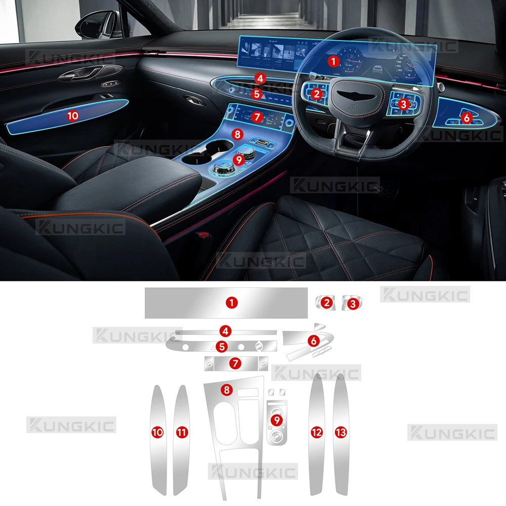 

Тонкая внутренняя пленка из ТПУ для Genesis GV70 2025, автомобильные аксессуары, прозрачная панель шестерни, центральная консоль, устойчивая к царапинам, ремонт