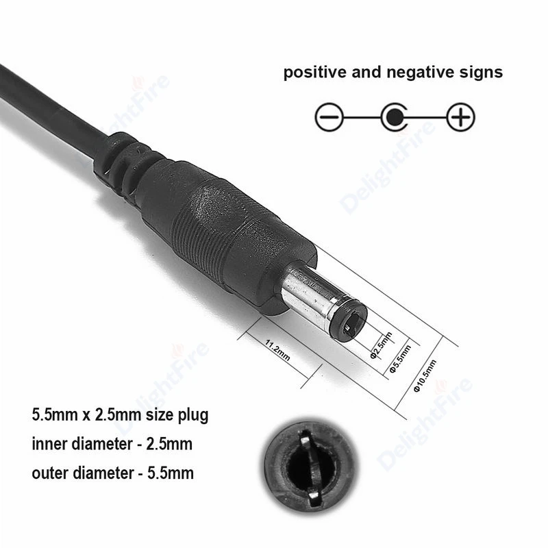 5.5mm x 2.5mm DC Extension Cable 1m 1.5m 2m Jack Plug Connector 5V 12V 24V Copper Wires For Car Charger CCTV AC Power Adapter