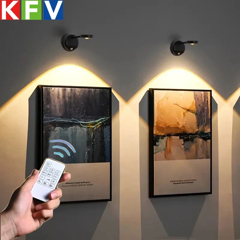 Usb recarregável inteligente sensor humano sem fio luz de parede regulável led holofote para iluminar pinturas fotos holofotes