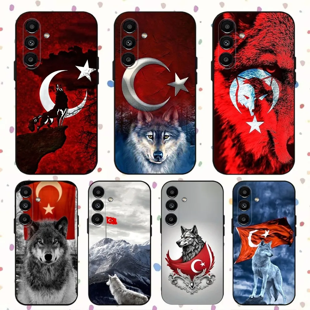 Turk Wolf Turkey Flag Phone Case For Samsung S24,S21,S22,S23,S30,Ultra,S20,Plus,Fe,Lite,Note,10,9,5G Black Soft Cover