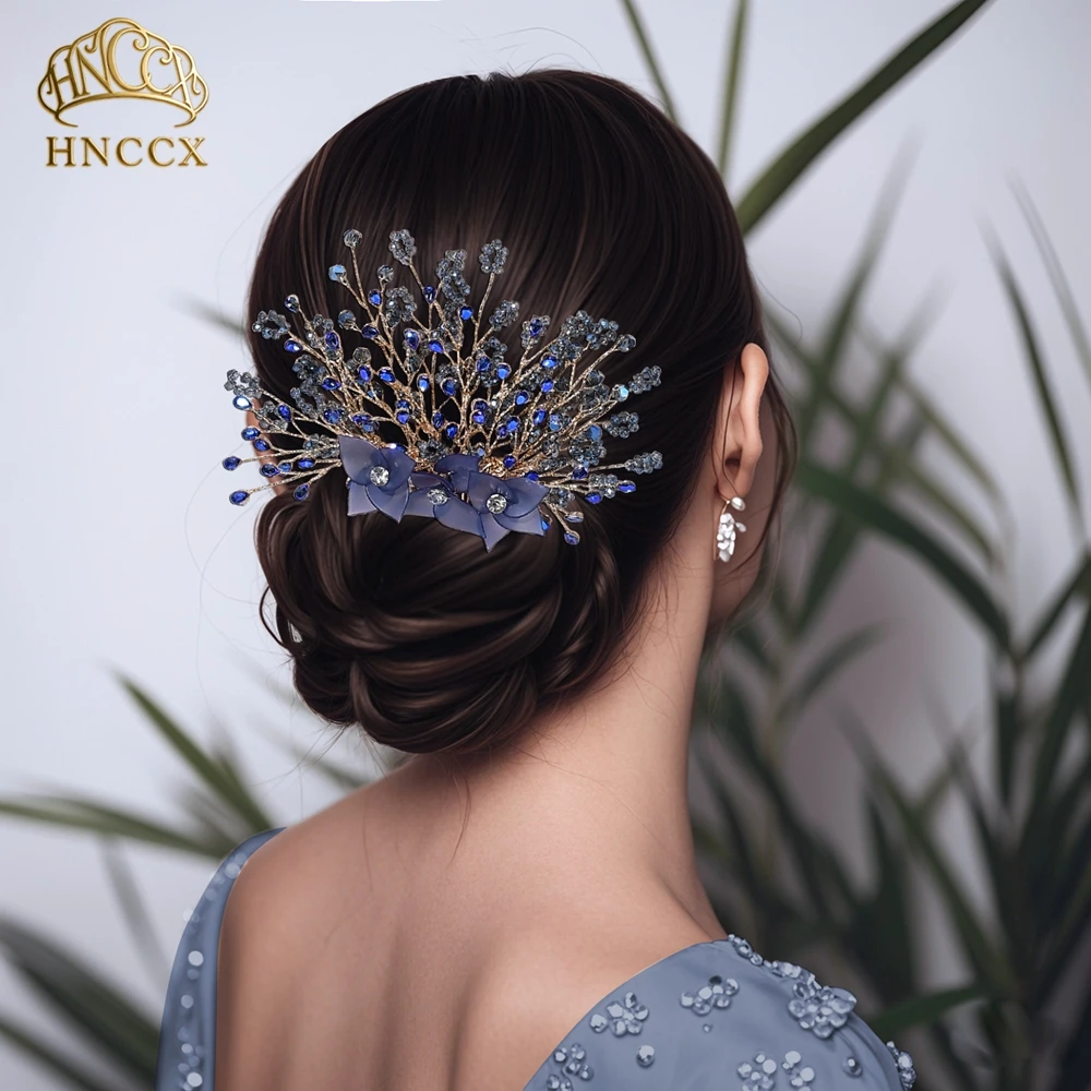 hnccx-エレガントなクリスタルフラワーのブライダルヘアコーム。きらめくラインストーンがあしらわれたヘアアクセサリー。結婚式やパーティー、ホリデーシーズンに最適。女性用。a339