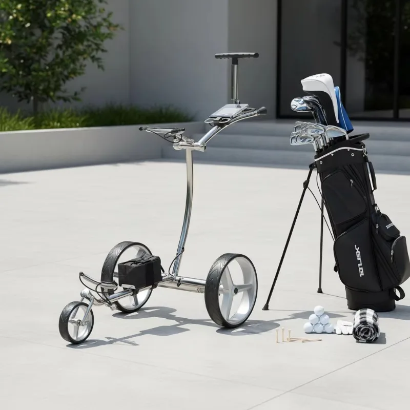 

Electric Golf Cart 200W Motor 8 km/h Stainless Steel Golf Trolley for Golf Course Use