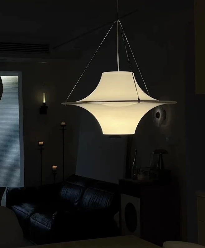 

Simple cream chandelier designer simple flying saucer lamp bedroom study living room restaurant LED chandelier fixtures