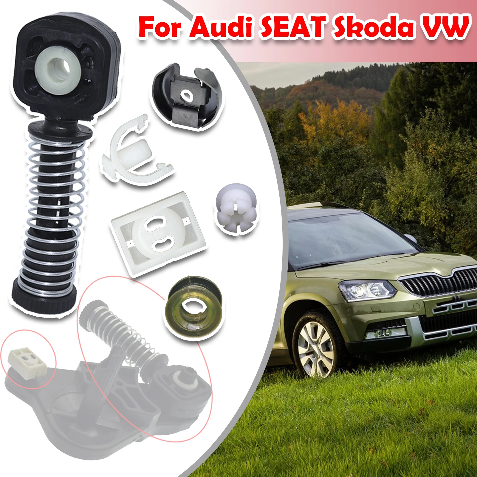 For Skoda Gear Shift Linkage End Bowden Cable Catch Selector Shaft Collect Manual Gearbox Fix Shifter Lever Adjuster Repair Kit