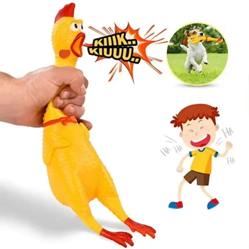 Chicken Squeezing Sound Ornament 2PCS Chicken Screaming ，Pet Dog Chewing Ornament Durable and Fun Yellow Rubber Breathable