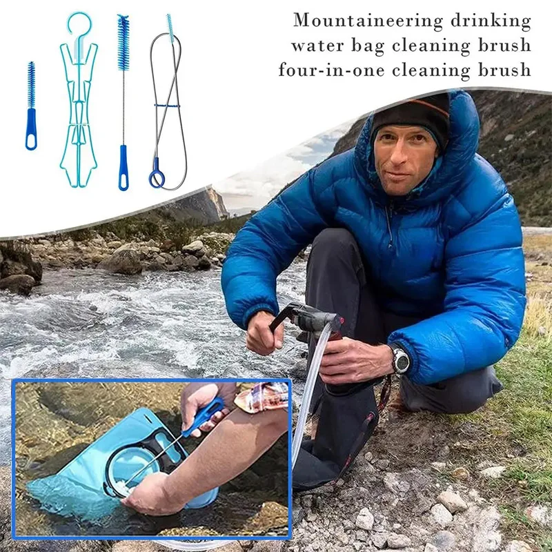 4 in Hydration Water Bladder Cleaning Kit Multifunction Water Bag Cleaning Tool Outdoor Camping Tools for Water Bladders