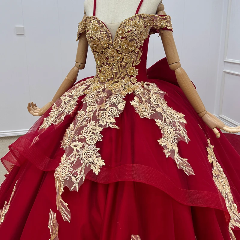 Vestido de casamento luxuoso do laço para a noiva, luva do tampão, colher trem da capela, arco, vestido de casamento para a noiva, WN081, 2024, personalização