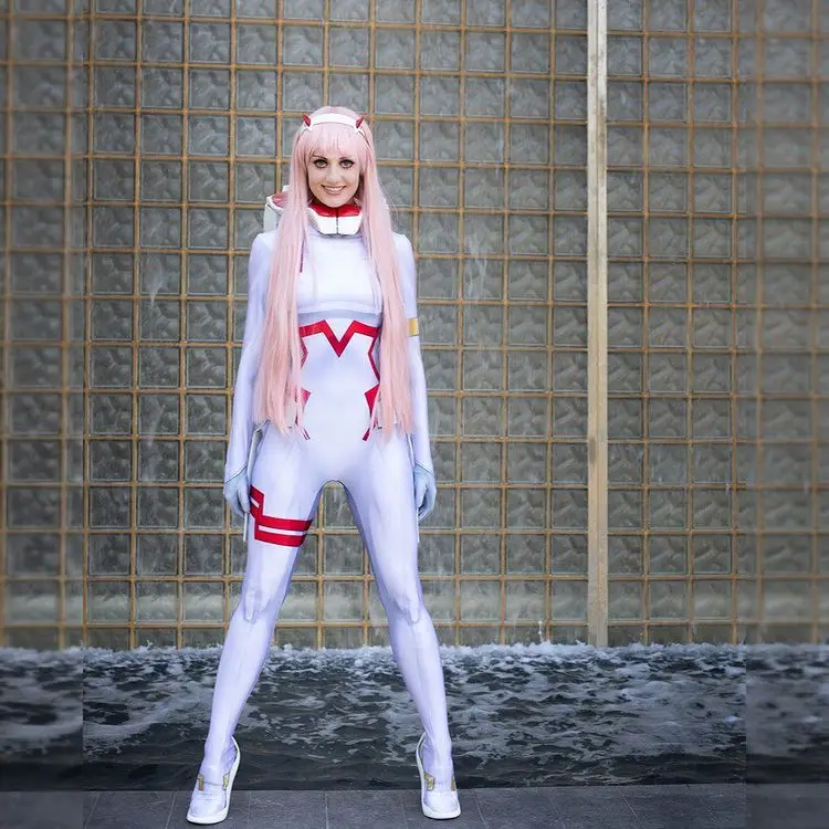 Halloween adultos/crianças branco zero dois 02 terno querida no franxx cosplay traje zentai bodysuit mulher macacão