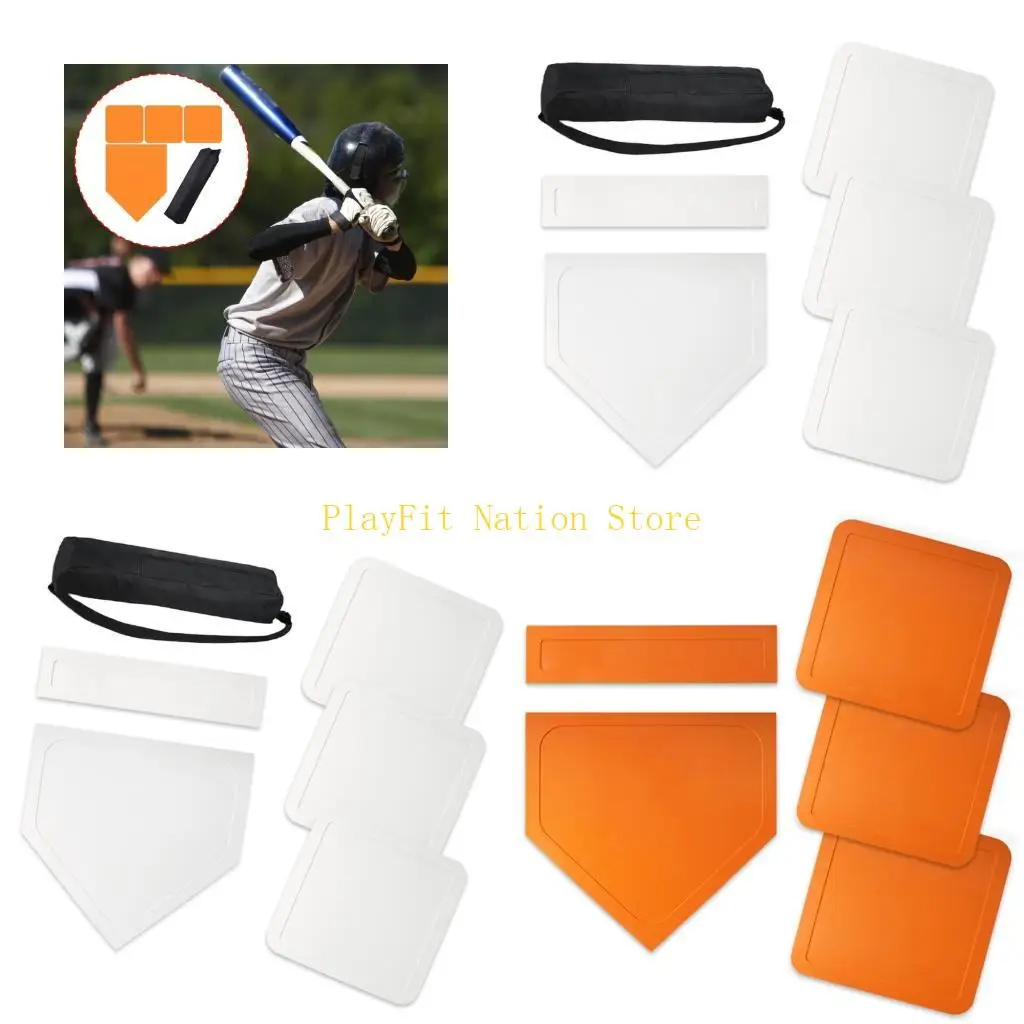 

242F Rubber Throw Down Baseball Softball Bases Set Exercise Home Plate Training Equipment for Indoor Outdoor Training