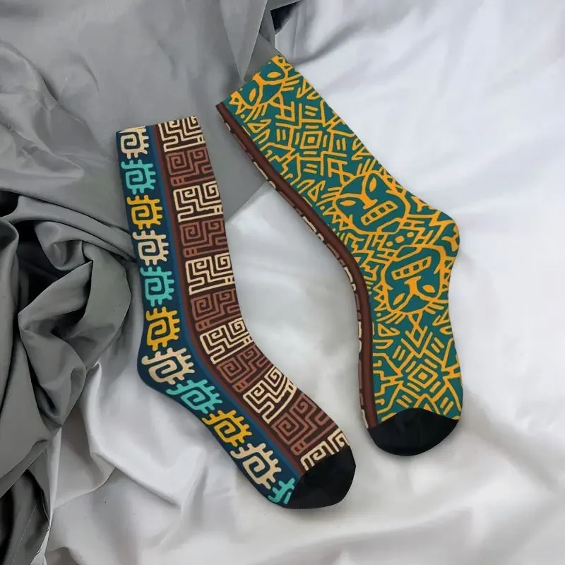 Blue Ankara Mudcloth African Pattern uomo donna Crew Socks Unisex Cool 3D Printing Africa Ethnic Art Dress Socks