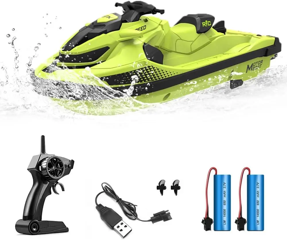 2.4 GHZ RC Motorboat Remote Controlled Boat Waterproof Speedboat RC Racing Boats with 2 Rechargeable batteries Alarm