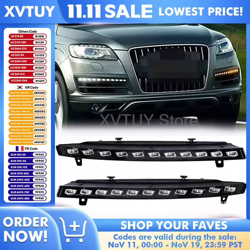 

Для Audi Q7 2007-2015 передний бампер, поворотные угловые сигнальные огни, светодиодные в сборе, седан, поворотные габаритные фонари, автомобильные аксессуары, инструменты