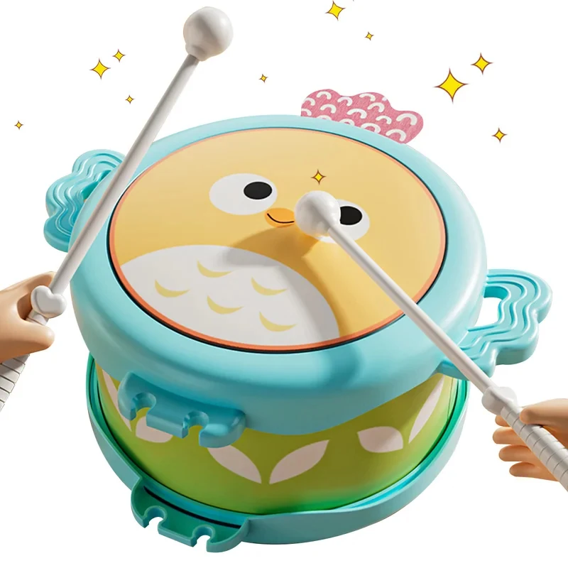 Owl Double Sided Drum - Education Musical Instrument, Cultivating Motor Skills, Hand Eye Coordination and Brain Potential