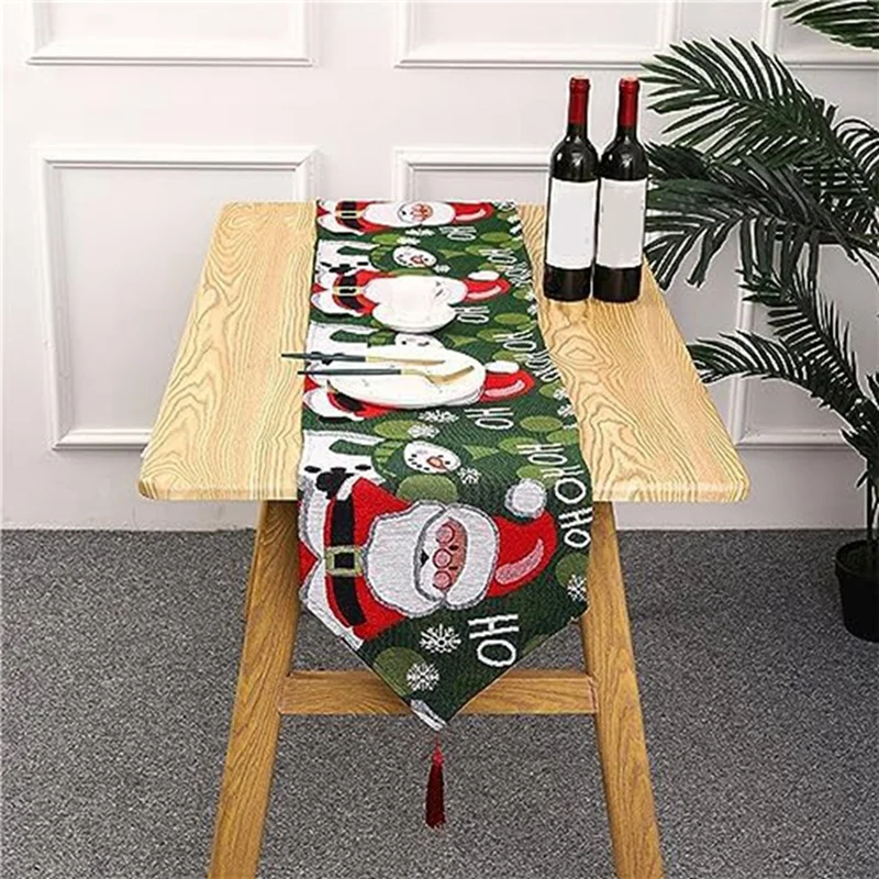 N95R Christmas Tablecloth Christmas Pattern Table Runner Tablecloth Washable Dacron Tablecloth For Christmas,Winter,Holiday Dura