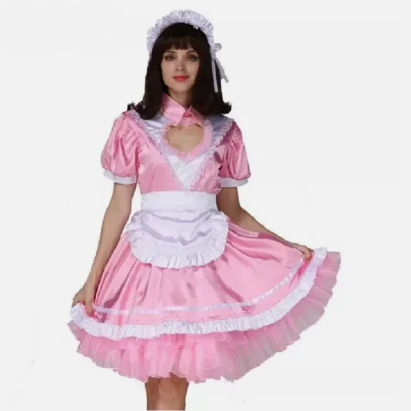 Hot selling Sissy hollow heart-shaped lockable formal dress cross dressing cosplay costume customization