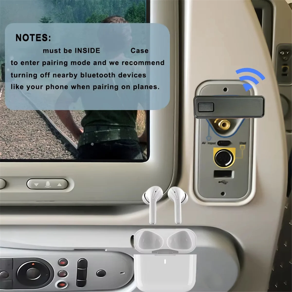 POP-lAK3046E Pro Беспроводной адаптер Bluetooth 5.0 для самолета, с Aptx HD/LL/адаптивным передатчиком для Airpods,