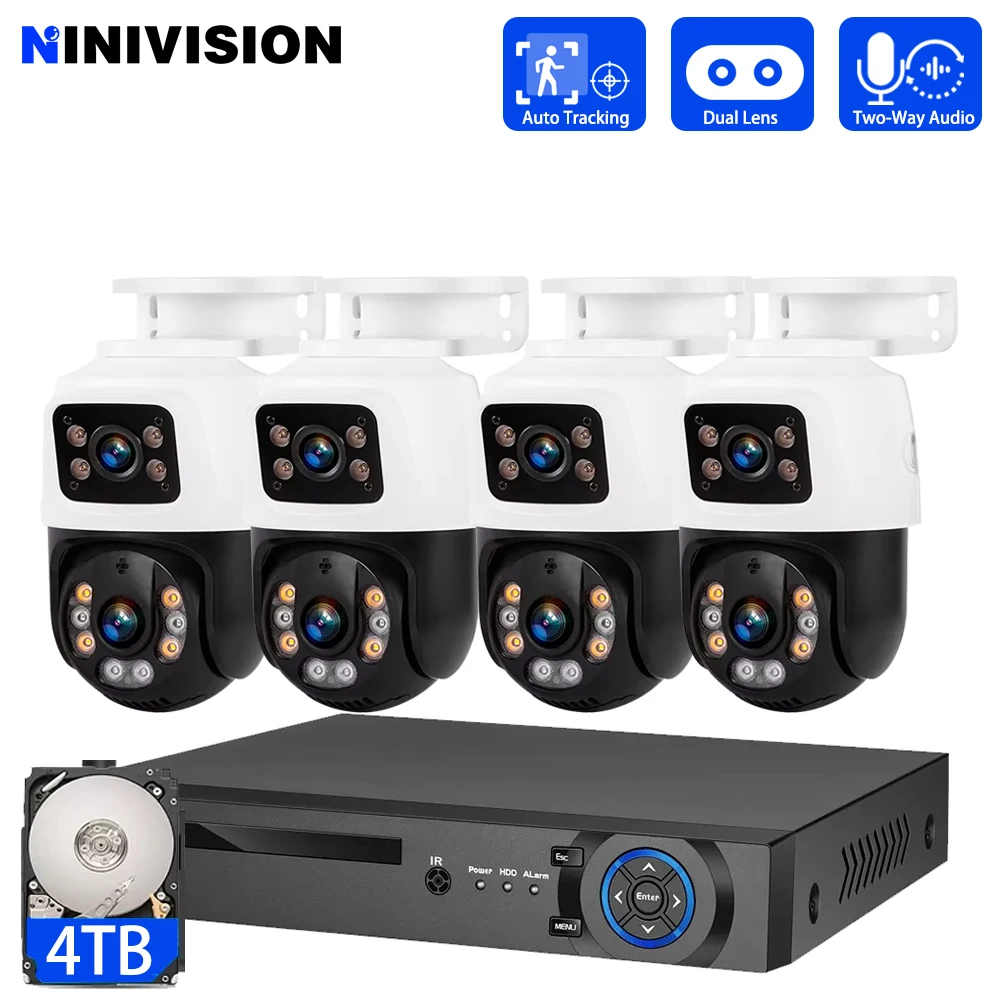 XMEYE 4K 10CH 8CH PoE نظام كاميرا أمان بعدسة مزدوجة 6MP خارجي اتجاهين صوت تتبع تلقائي PTZ CCTV كاميرا مراقبة IP #1
