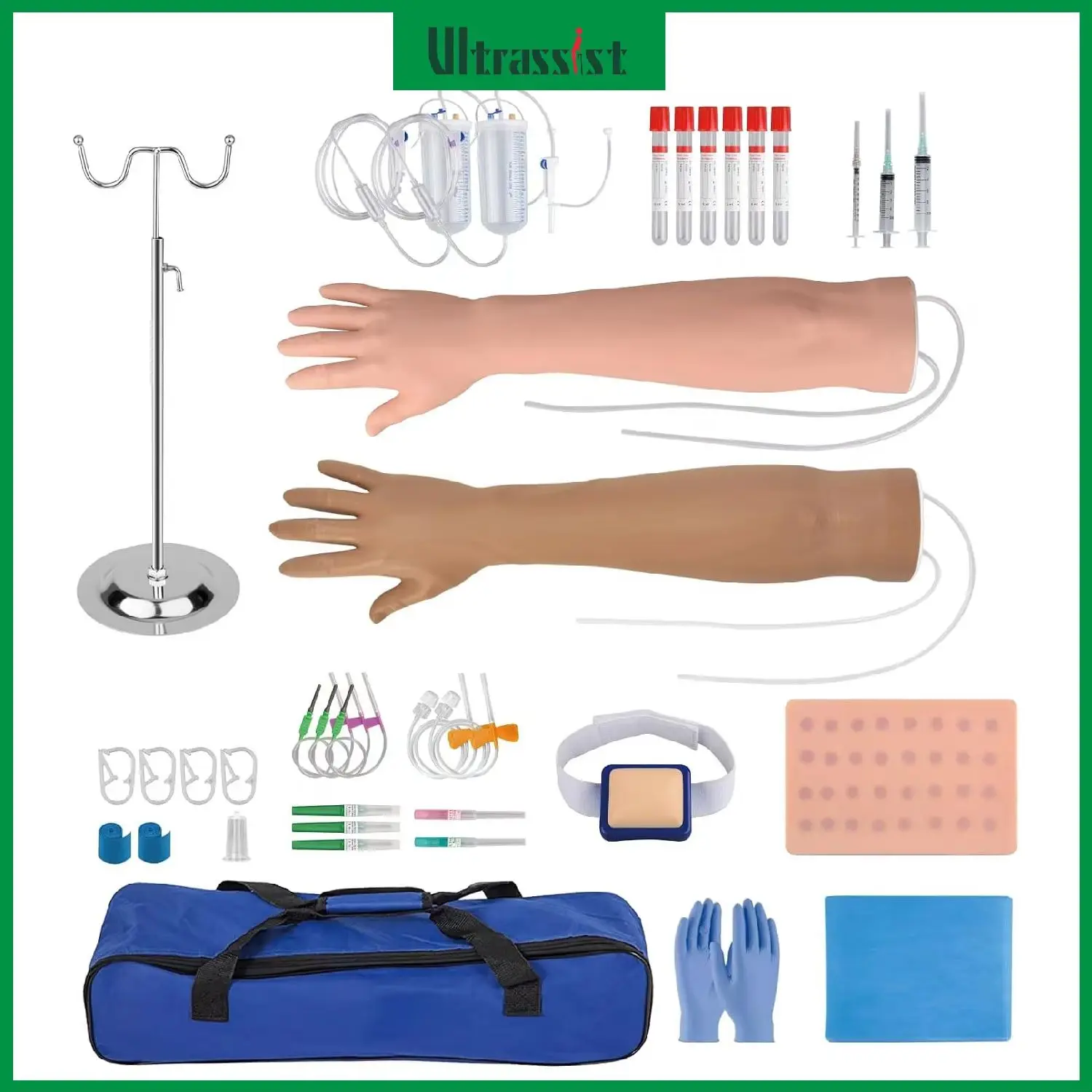 Ultrassist Phlebotomy & IV Injection Train Arm Model Kit Catheter Insertion & Venipuncture Practice for Medical Student Educate