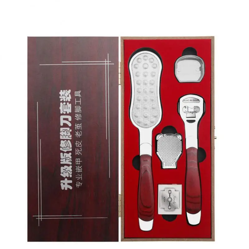 مجموعة كاشط أقدام سهلة الاستخدام ، عناية فعالة بالقدم ، تصميم مريح ، عناية بأقدام الكعب ، مقبض خشب ملون ، يزيل الجلد الميت ، الجلد الميت